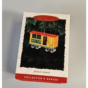 Vintage 1996 Hallmark Keepsake Tin Ornament Yuletide Central Mail Car#3 Series